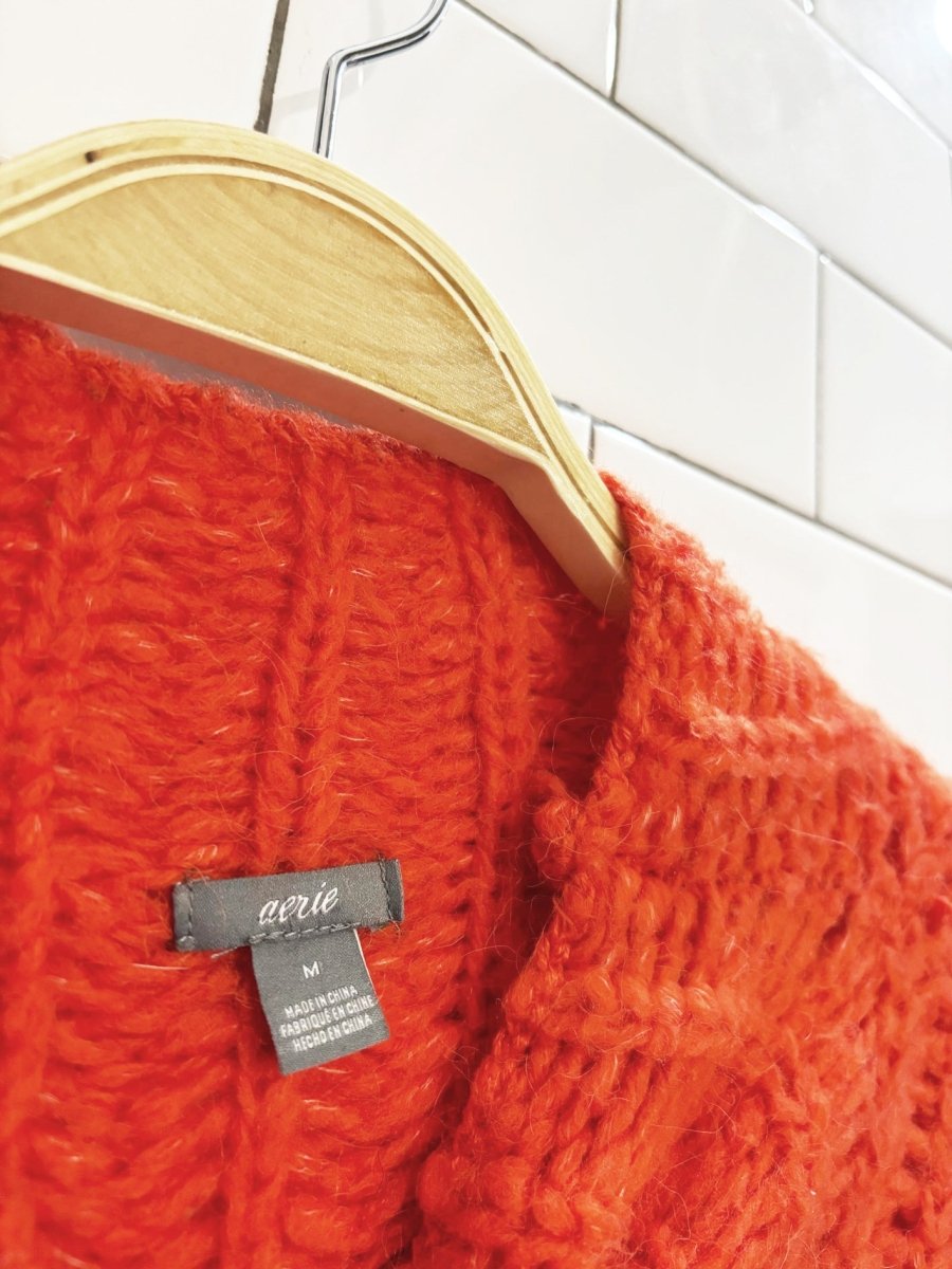aerie alpaca - wool blend loose knit oversized sweater - good market thrift store