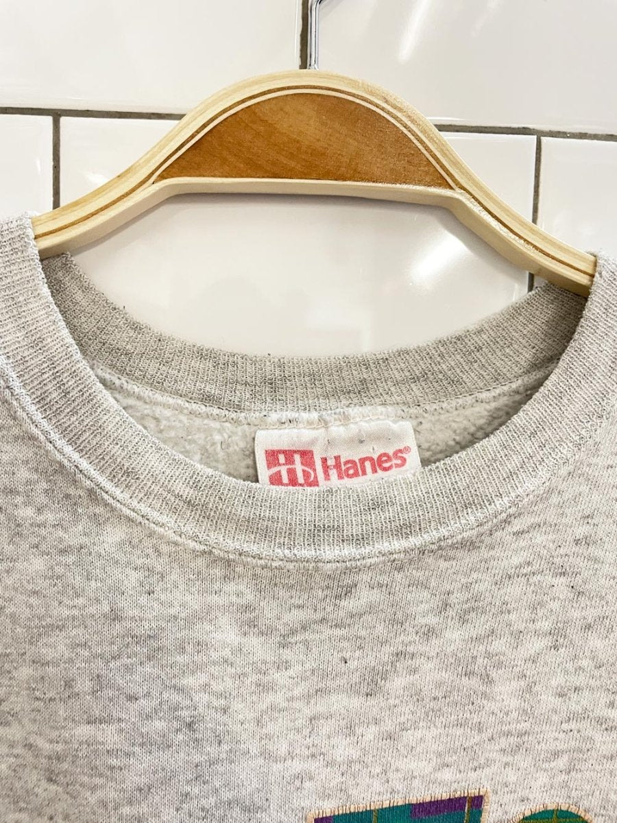 vintage 90s plaid boston graphic sweatshirt - good market thrift store