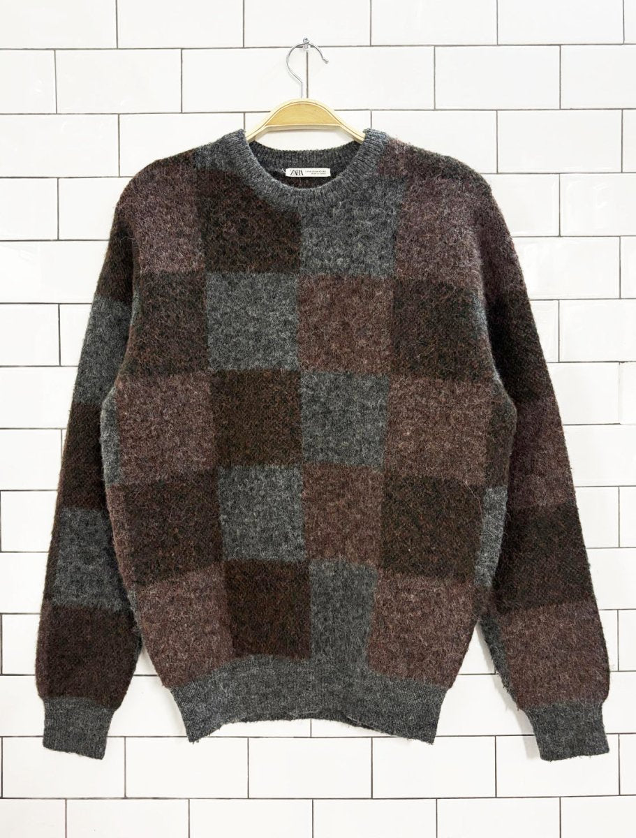 zara wool - blend color block sweater - good market thrift store