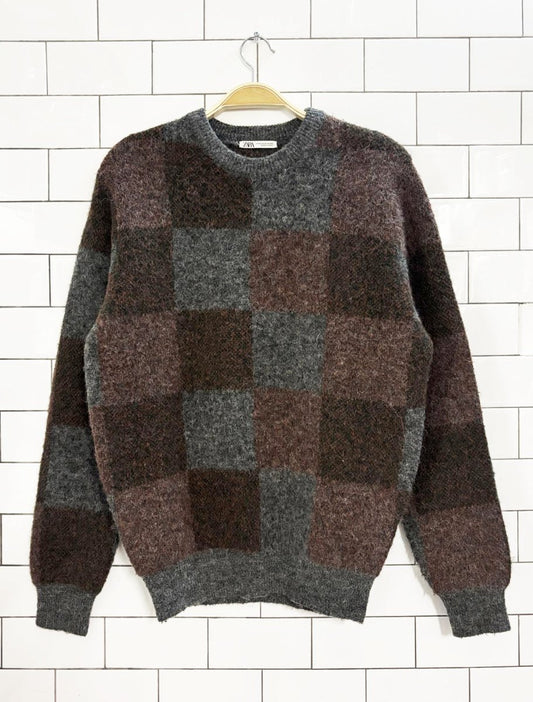 zara wool - blend color block sweater - good market thrift store