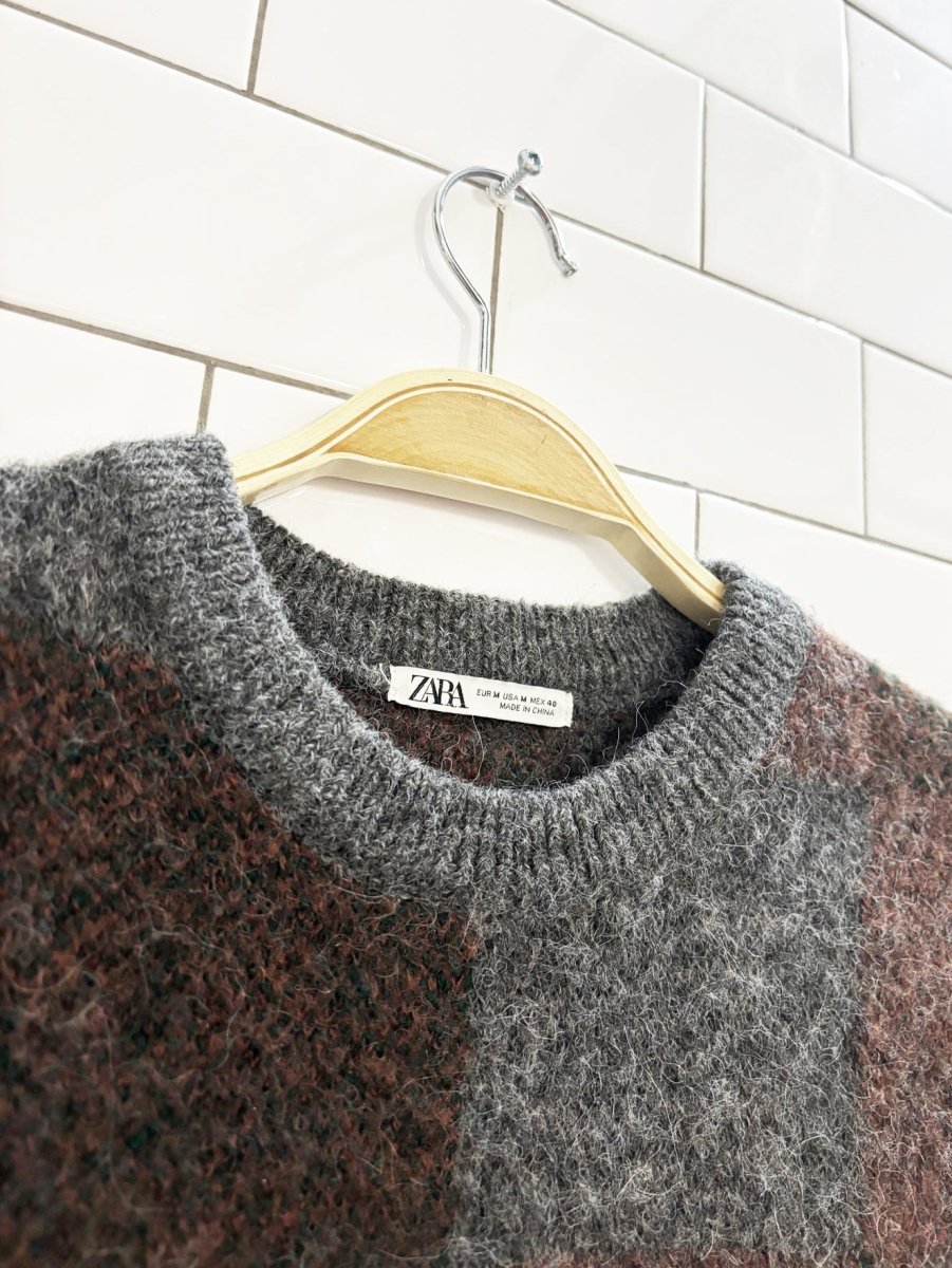 zara wool - blend color block sweater - good market thrift store