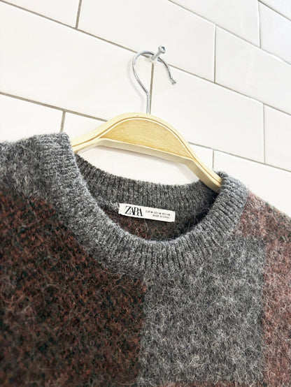 zara wool - blend color block sweater - good market thrift store