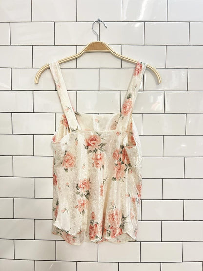 vintage 80s lucia ann floral satin cami tank - good market thrift store