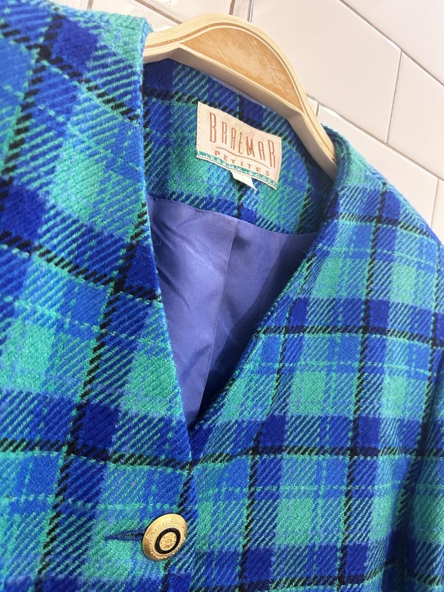 vintage 80s braemar jeremy scott retro wool blend plaid jacket - good market thrift store