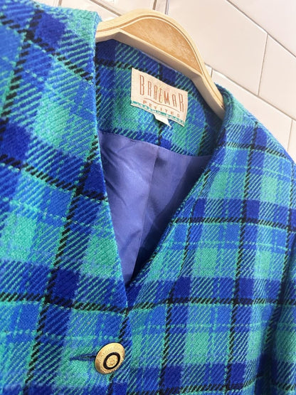 vintage 80s braemar jeremy scott retro wool blend plaid jacket - good market thrift store