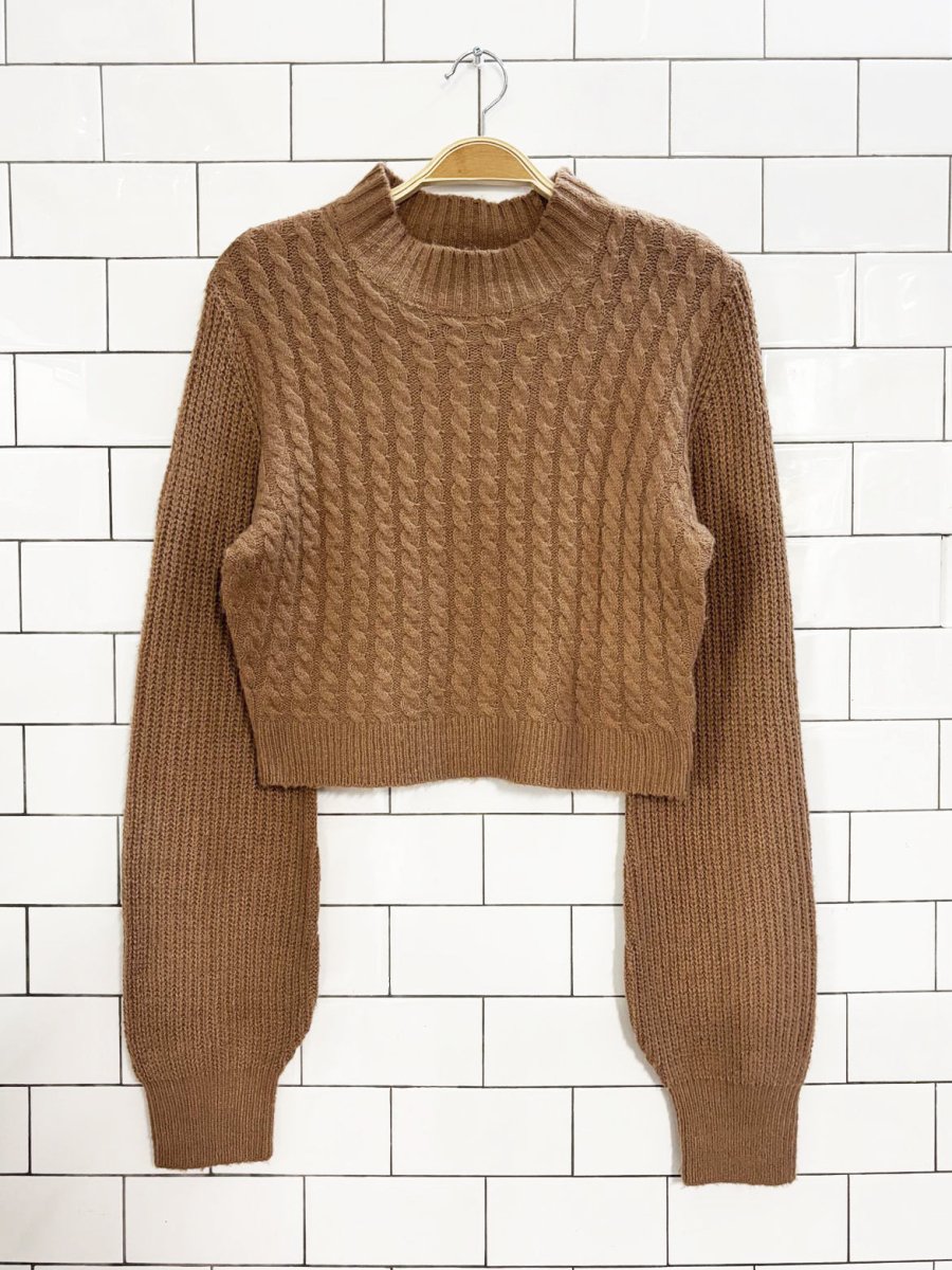 nwt forever 21 cropped cable knit sweater | balloon sleeve - good market thrift store