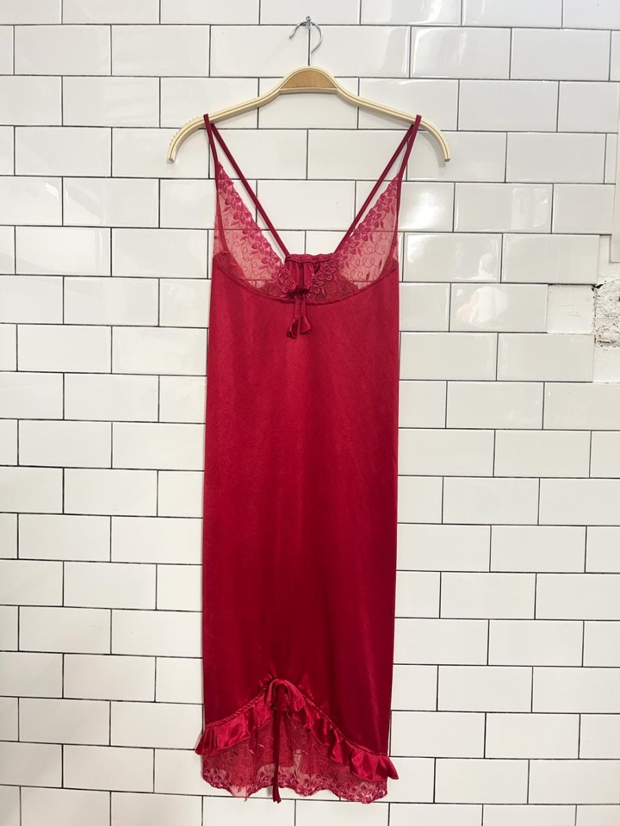 vintage floral lace satin lingerie slip dress - good market thrift store