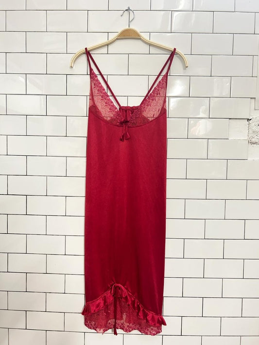 vintage floral lace satin lingerie slip dress - good market thrift store