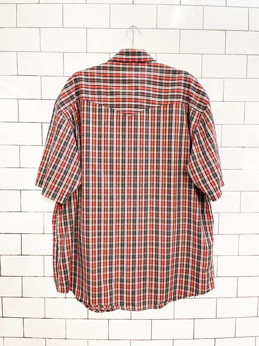 vintage 80s grand canyon western plaid snap button shirt - good market thrift store