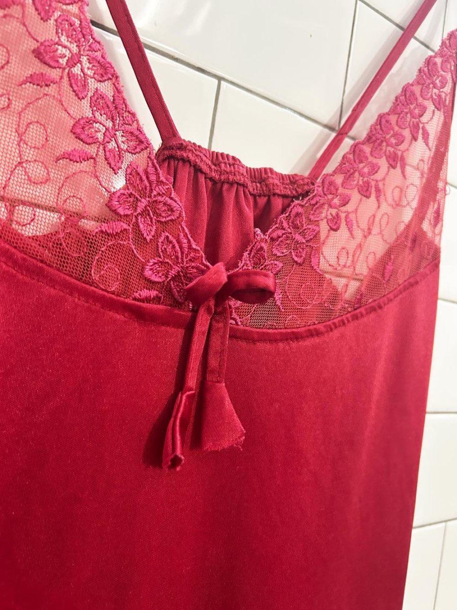 vintage floral lace satin lingerie slip dress - good market thrift store