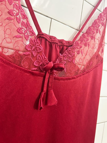 vintage floral lace satin lingerie slip dress - good market thrift store