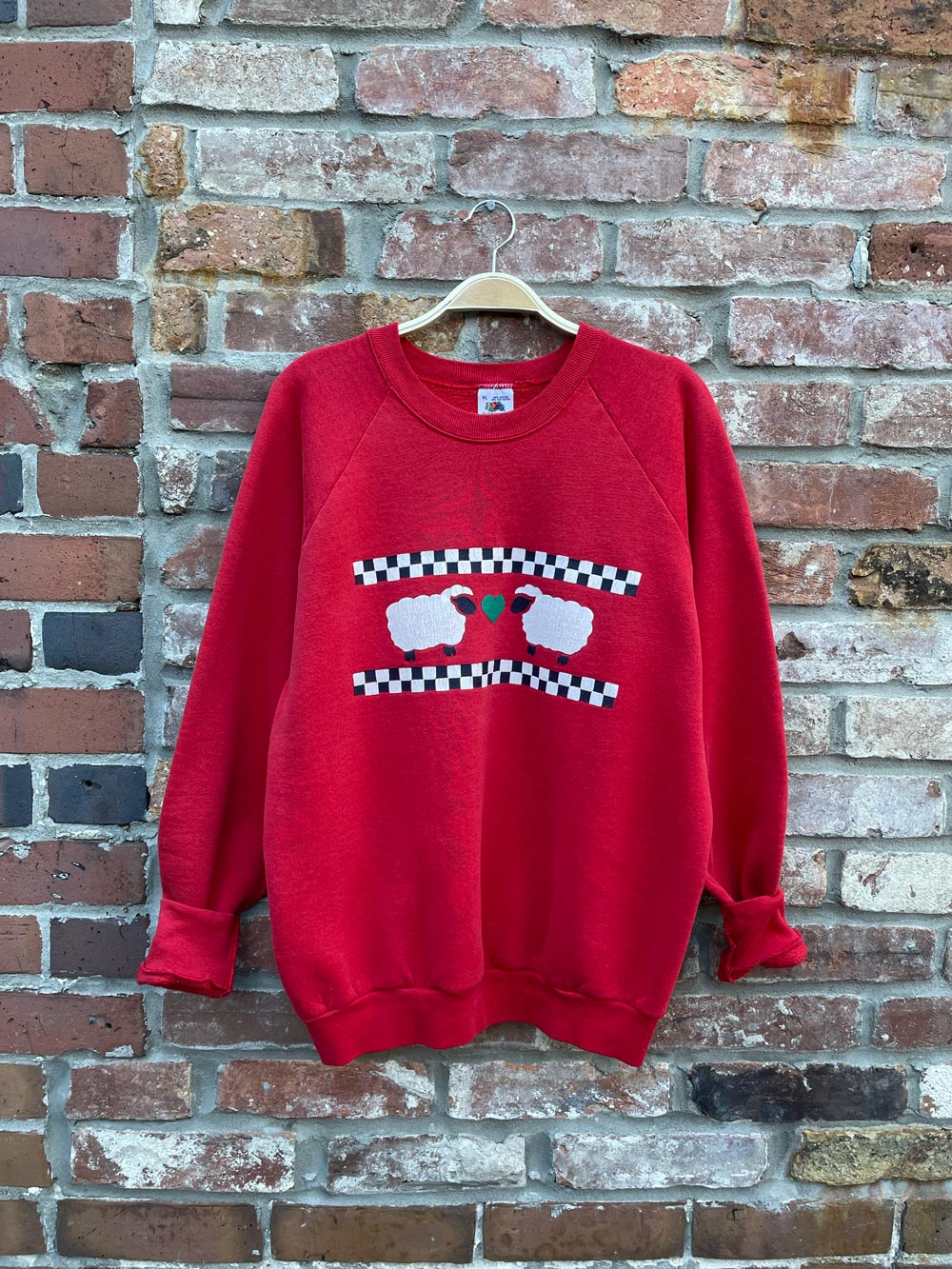 vintage 90s sheep heart crew