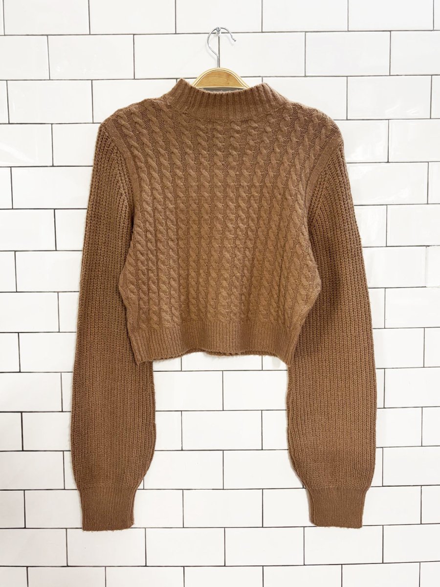nwt forever 21 cropped cable knit sweater | balloon sleeve - good market thrift store