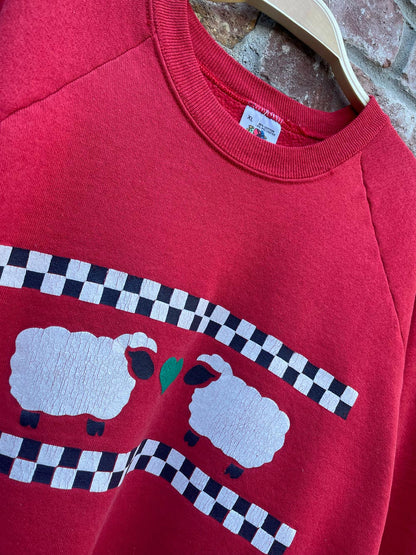 vintage 90s sheep heart crew