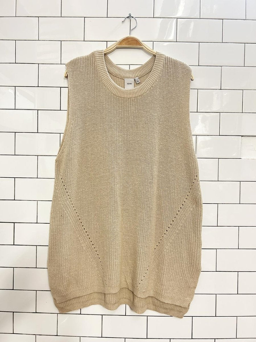 ichi oversized cotton blend knit vest - good market thrift store