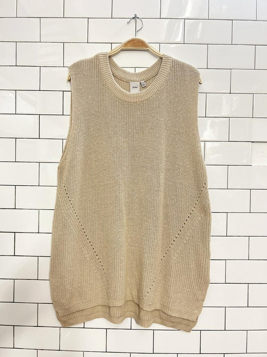 ichi oversized cotton blend knit vest - good market thrift store