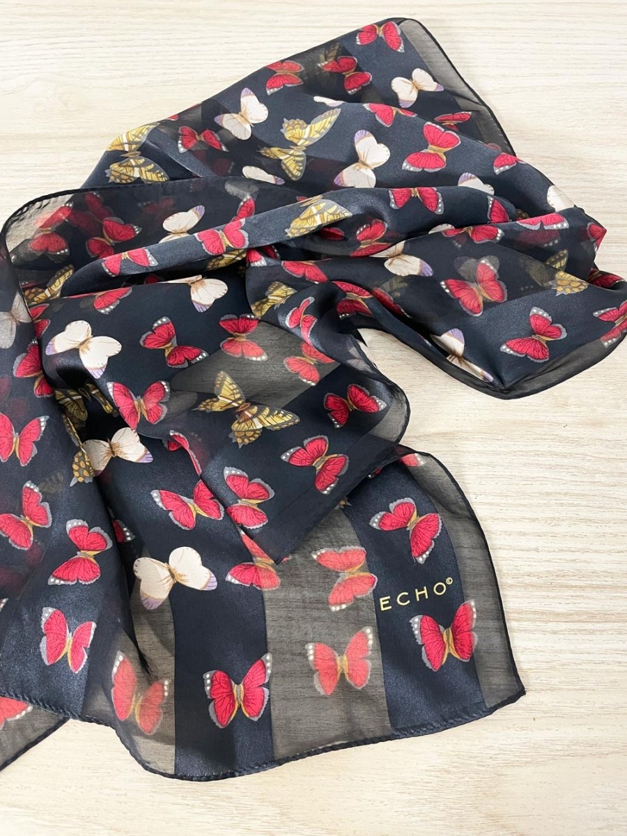 vintage echo 100% silk butterfly scarf - good market thrift store