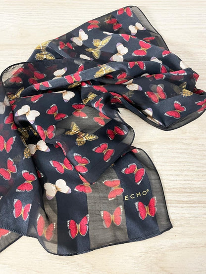 vintage echo 100% silk butterfly scarf - good market thrift store