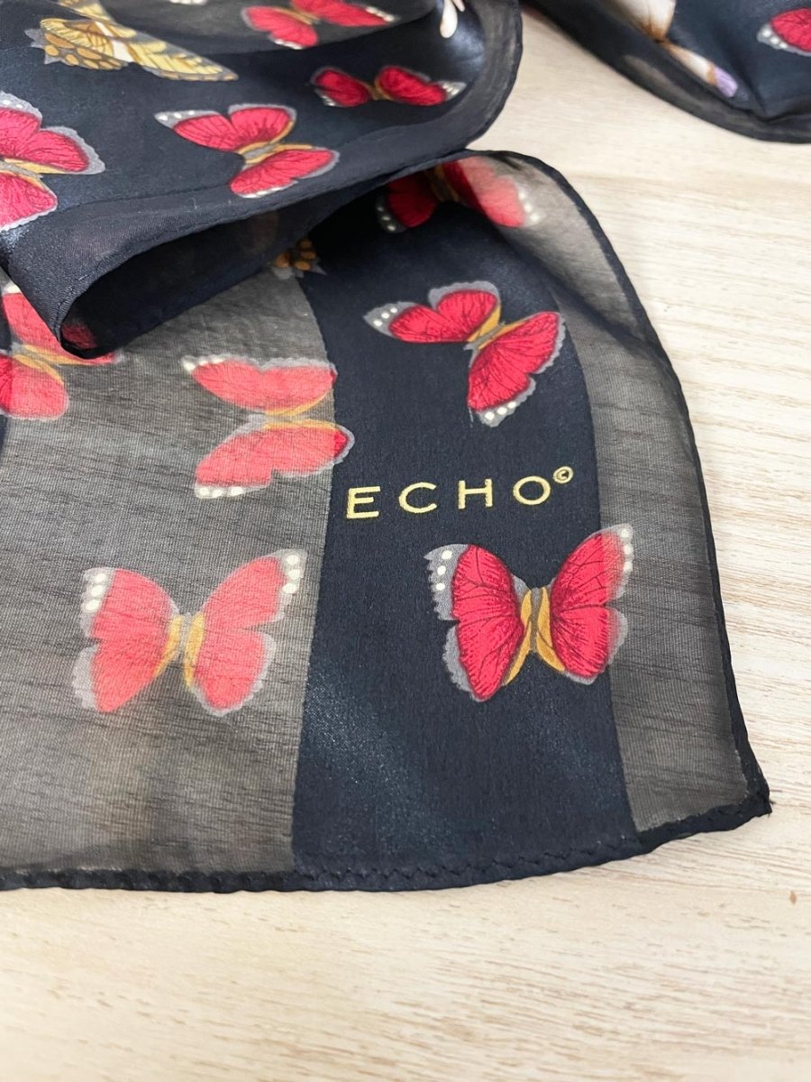 vintage echo 100% silk butterfly scarf - good market thrift store