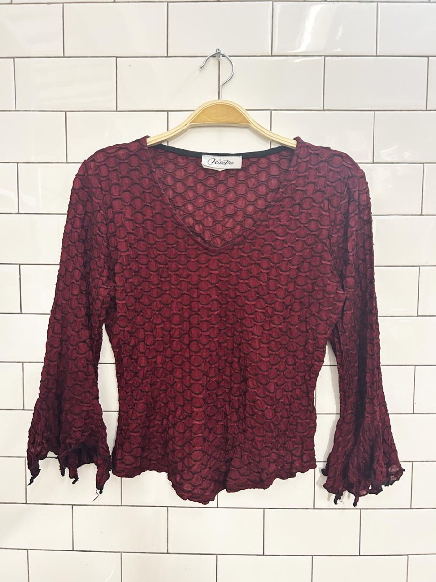 vintage 90s nueva grunge flare sleeve mesh top - good market thrift store