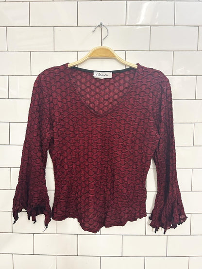 vintage 90s nueva grunge flare sleeve mesh top - good market thrift store