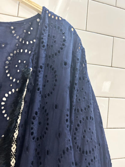 suzanne betro fringe trim boho eyelet jacket - good market thrift store