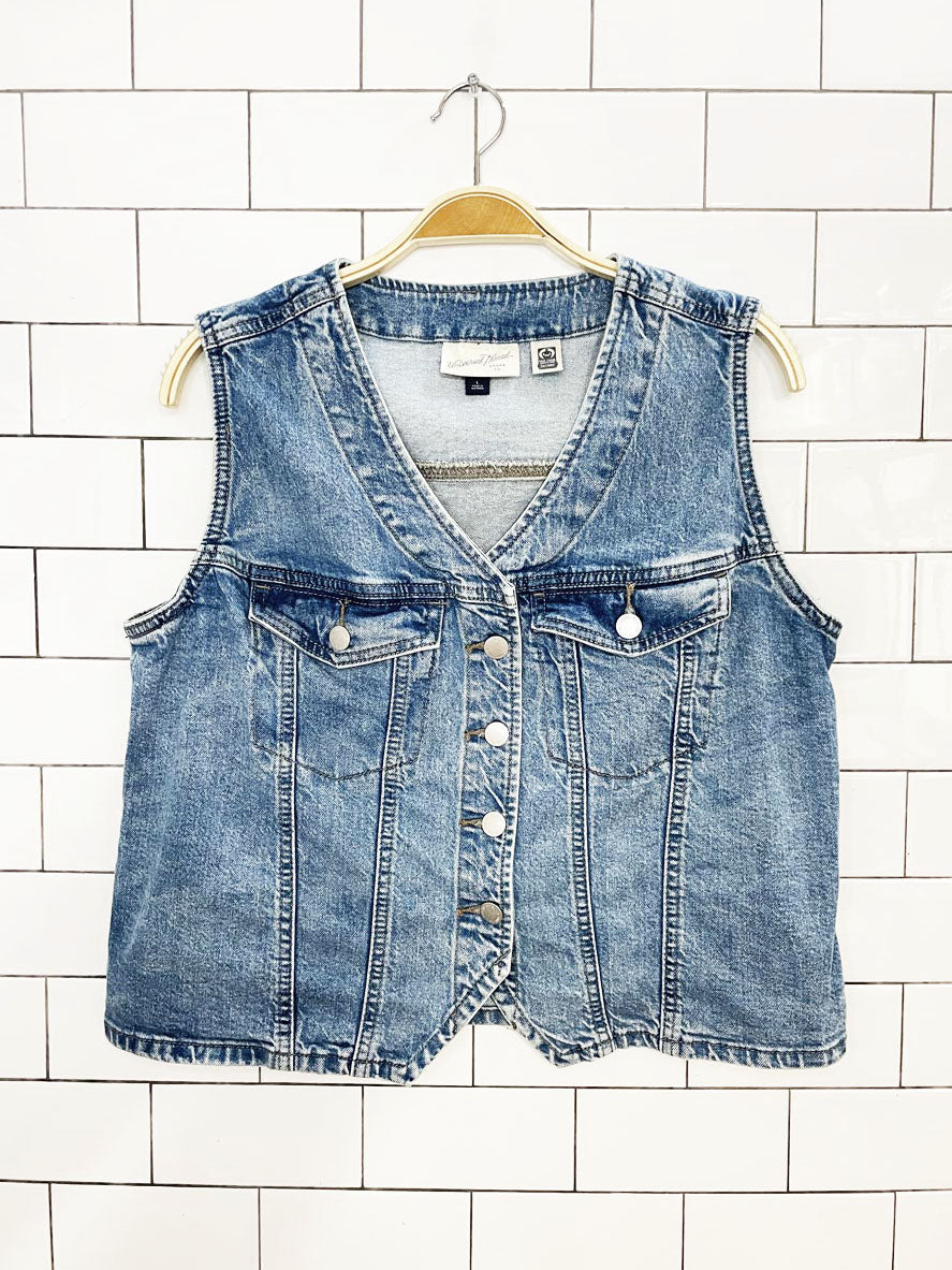 universal thread full button denim vest top