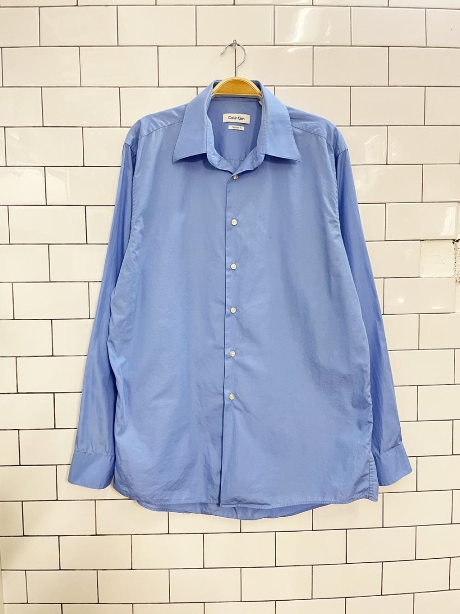 calvin klein blue oversized boyfriend shirt - good market thrift store