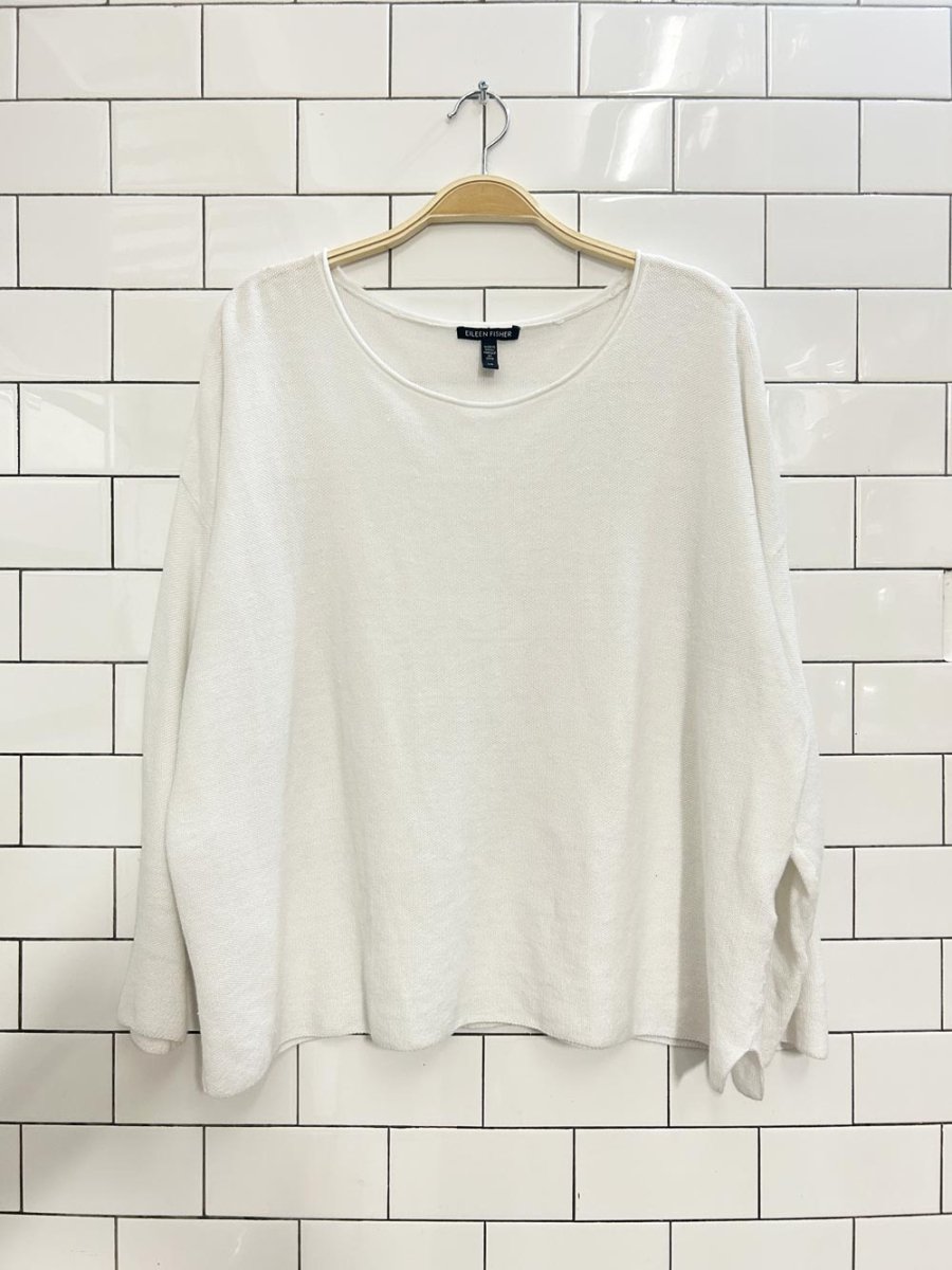 eileen fisher oversized linen - cotton knit top - good market thrift store