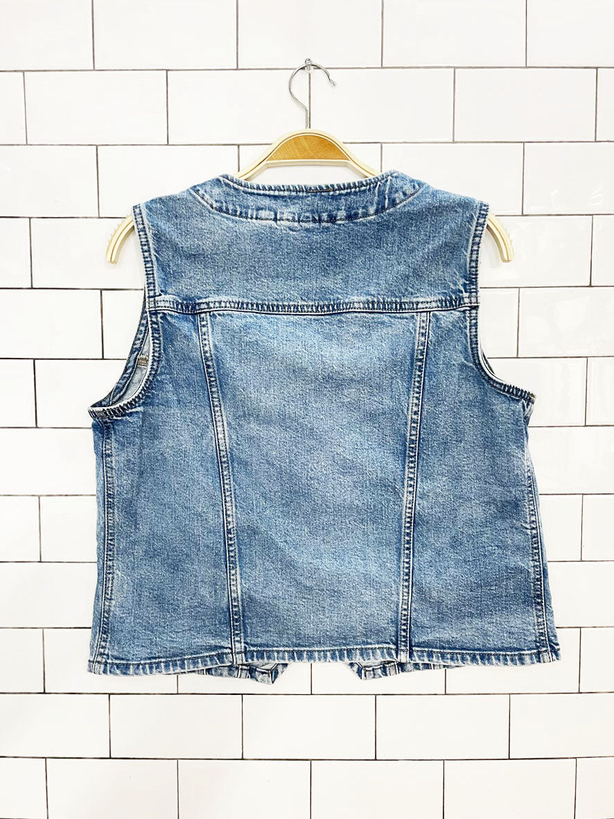 universal thread full button denim vest top