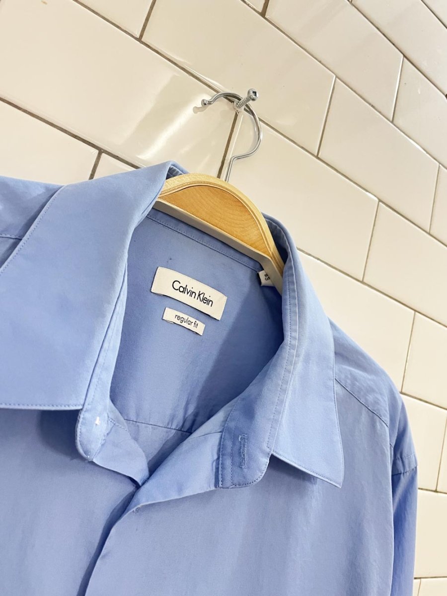 calvin klein blue oversized boyfriend shirt - good market thrift store