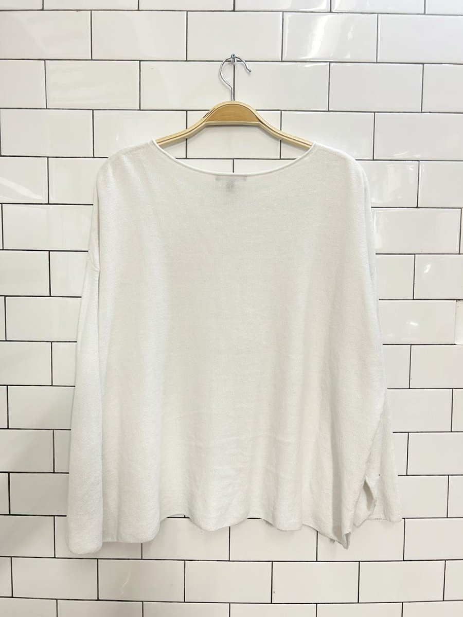 eileen fisher oversized linen - cotton knit top - good market thrift store