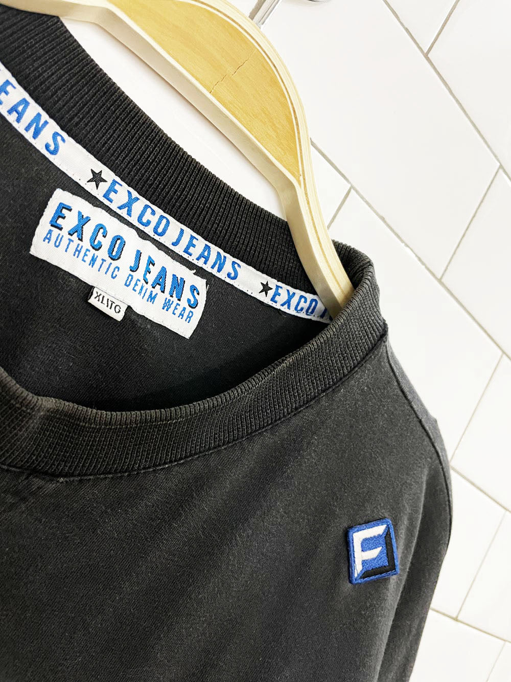 y2k exco varsity jersey #32 long sleeve v-stitch tee | collegiate