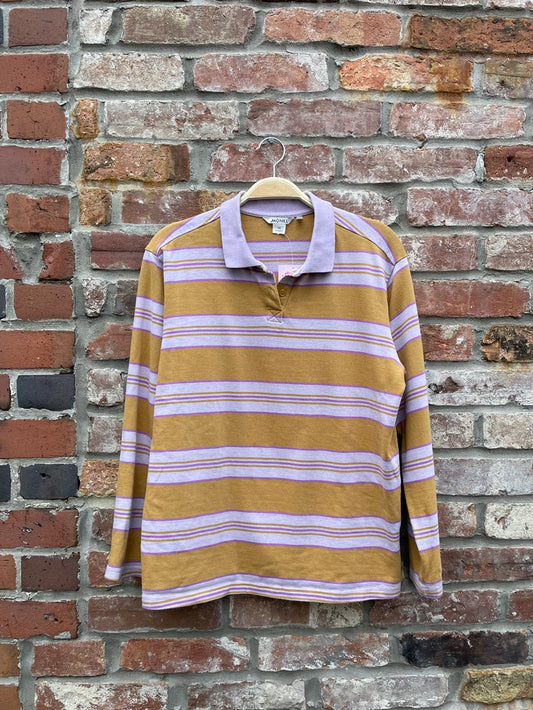 monki striped long sleeve rugby polo