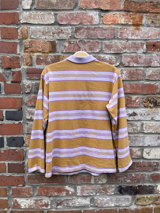 monki striped long sleeve rugby polo