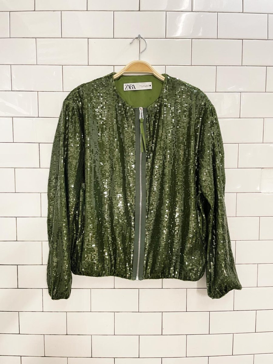 zara sequin zip bomber jacket - good market thrift store