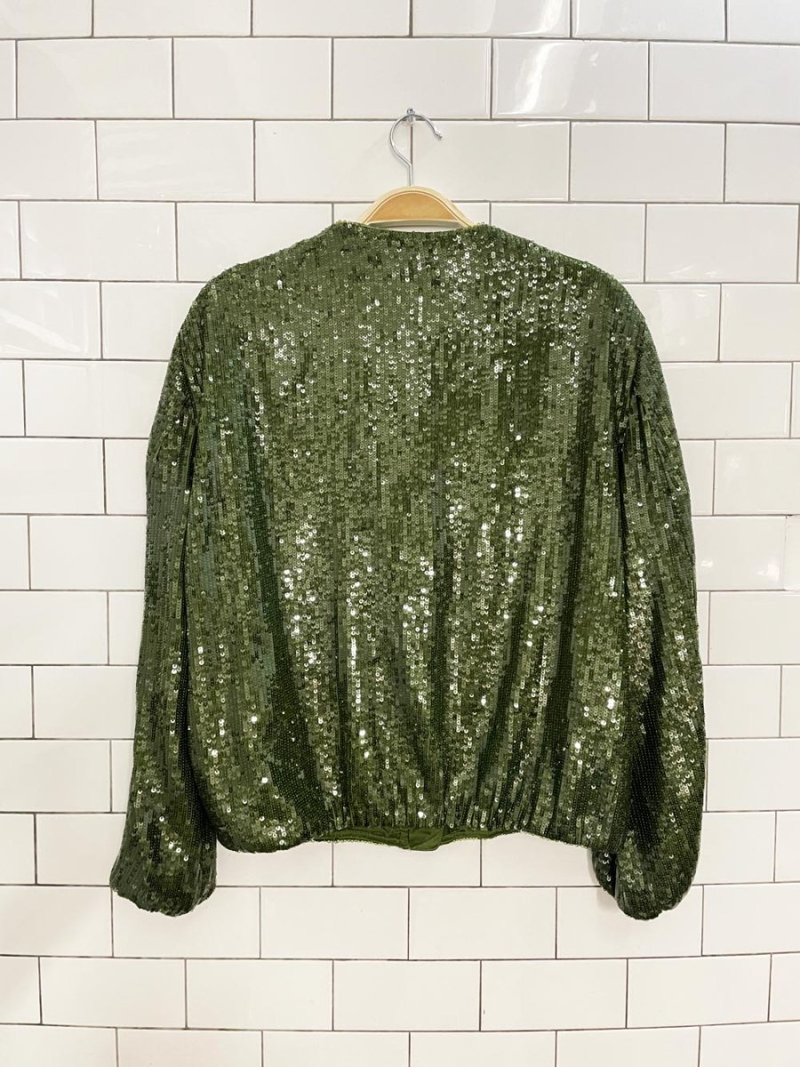 zara sequin zip bomber jacket - good market thrift store