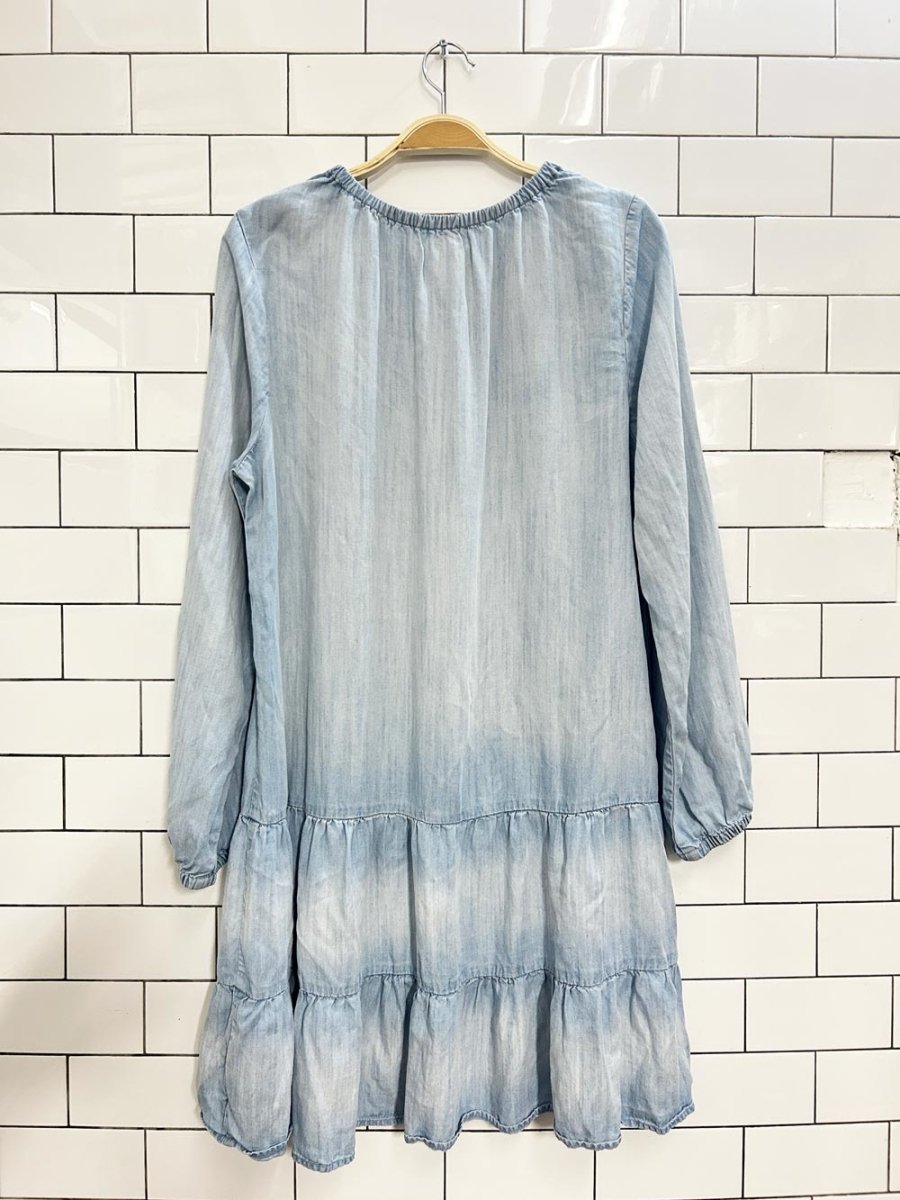 anthro cloth and stone tiered chambray dress - good market thrift store