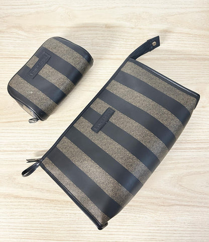 vintage gloria vanderbilt 'fendi stripe' toiletries bag set - good market thrift store
