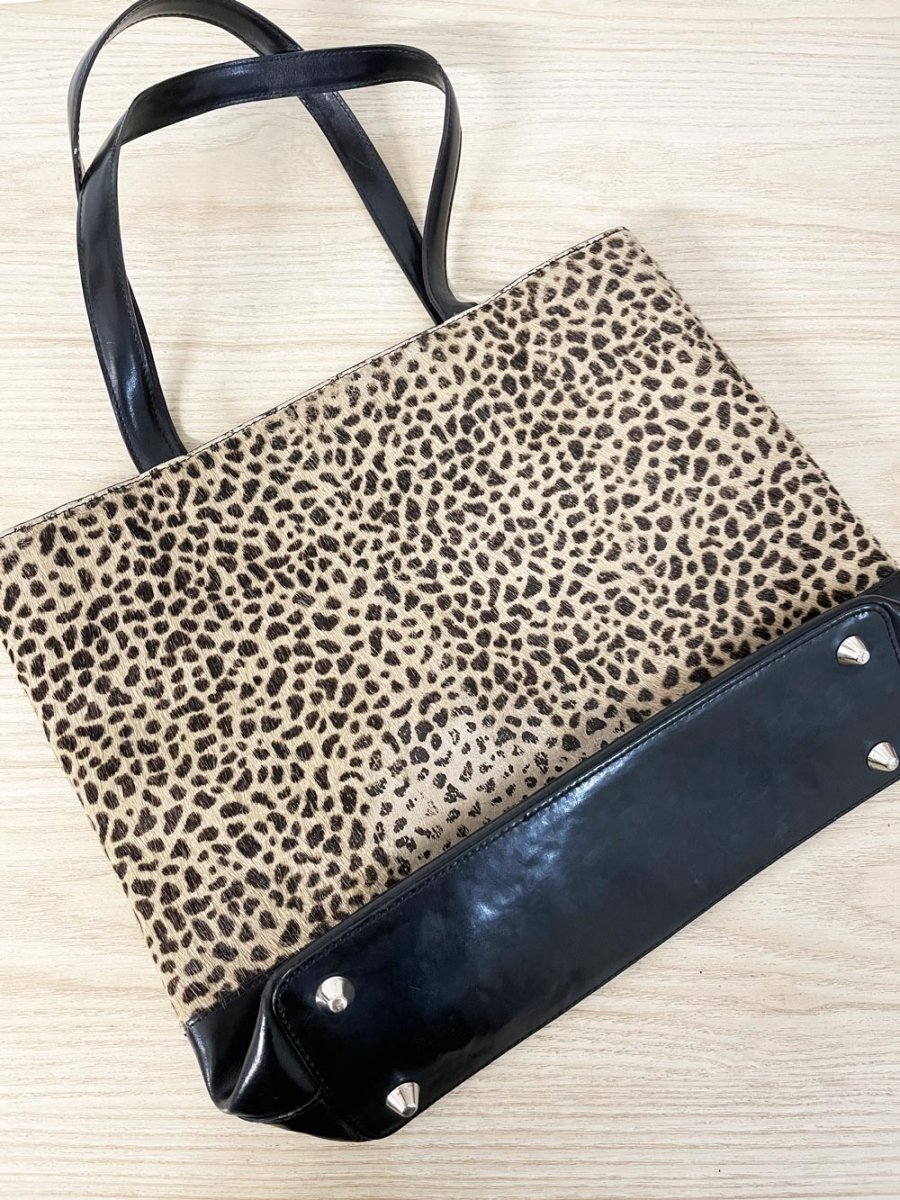 vintage 00s danier leather + calf hair tote bag | mesh top - good market thrift store