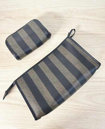 vintage gloria vanderbilt 'fendi stripe' toiletries bag set - good market thrift store