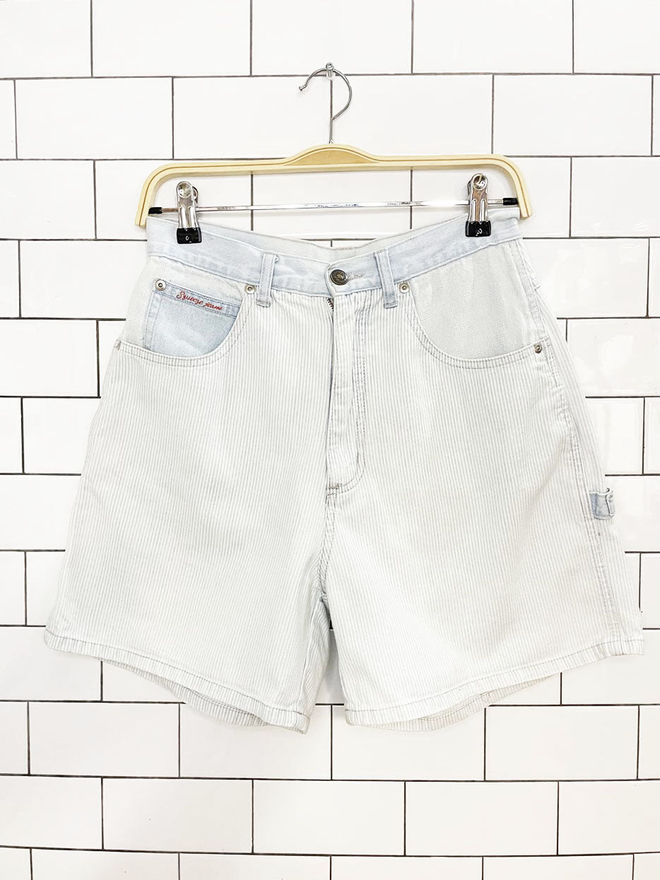 vintage 90s squeeze jeans blue stripe carpenter denim shorts