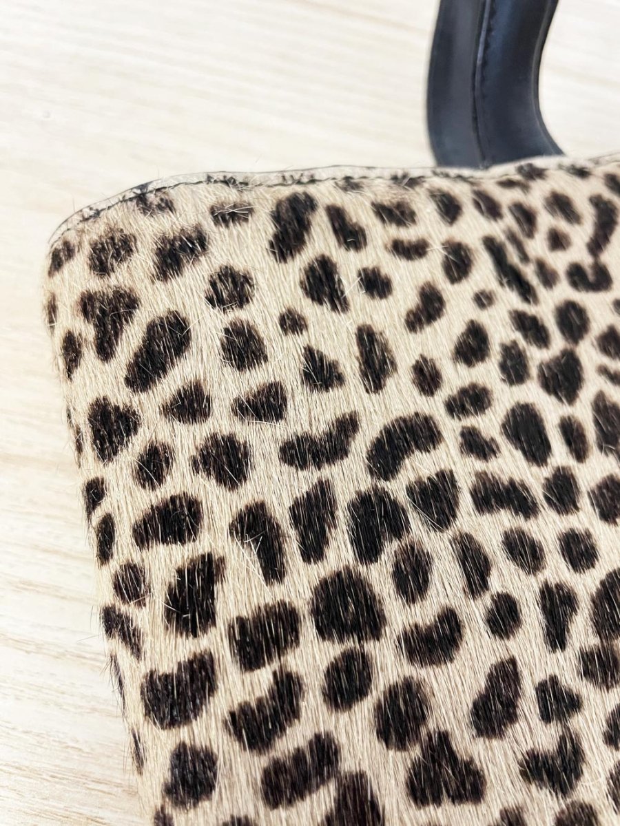 vintage 00s danier leather + calf hair tote bag | mesh top - good market thrift store