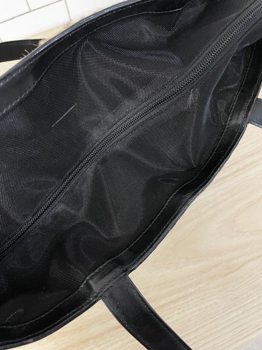 vintage 00s danier leather + calf hair tote bag | mesh top - good market thrift store