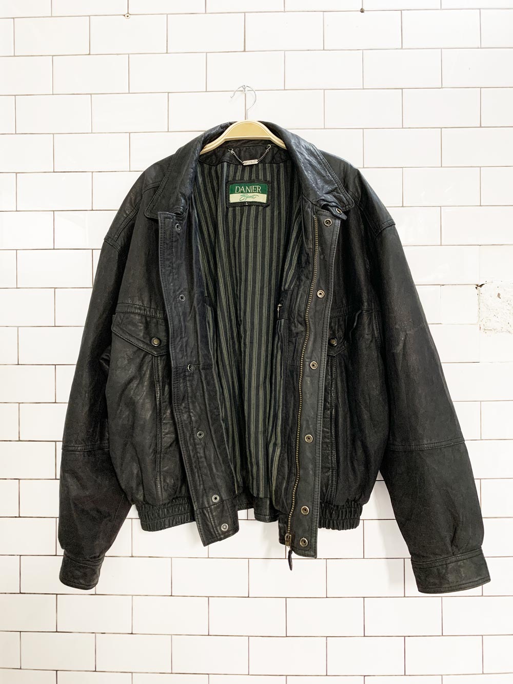 vintage 90s danier sport brushed leather bomber jacket