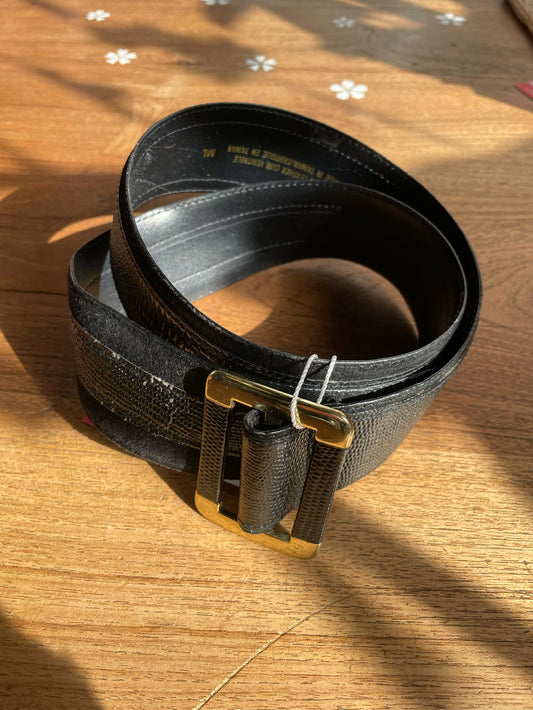 vintage 80s black leather dress belt