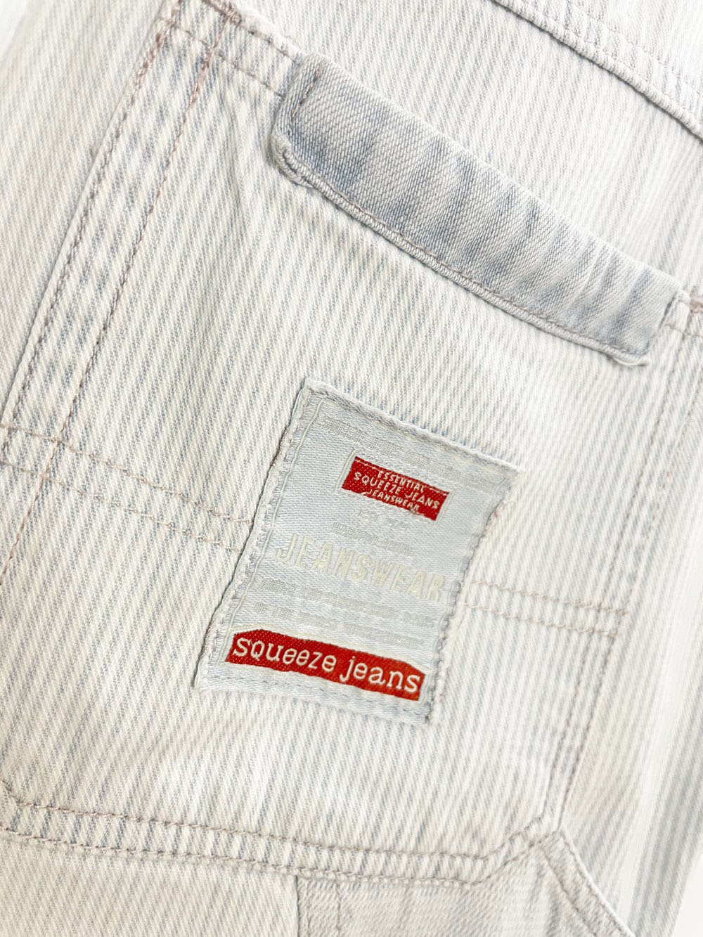 vintage 90s squeeze jeans blue stripe carpenter denim shorts