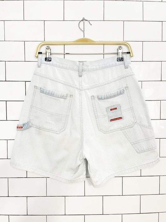 vintage 90s squeeze jeans blue stripe carpenter denim shorts