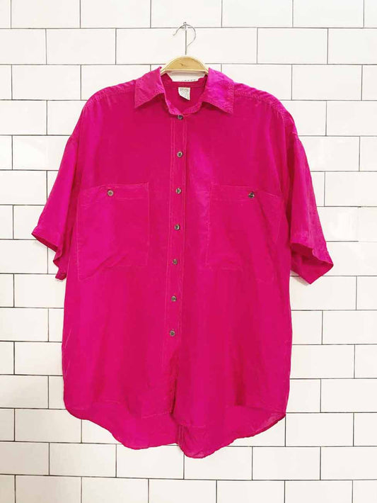vintage compagnie internationale express 100% silk full button blouse