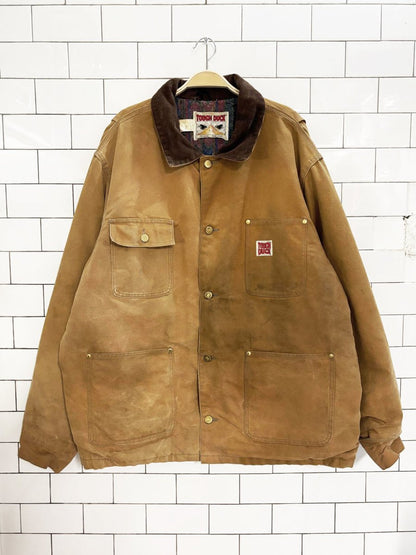 vintage 90s tough duck blanket - lined canvas work jacket - good market thrift store